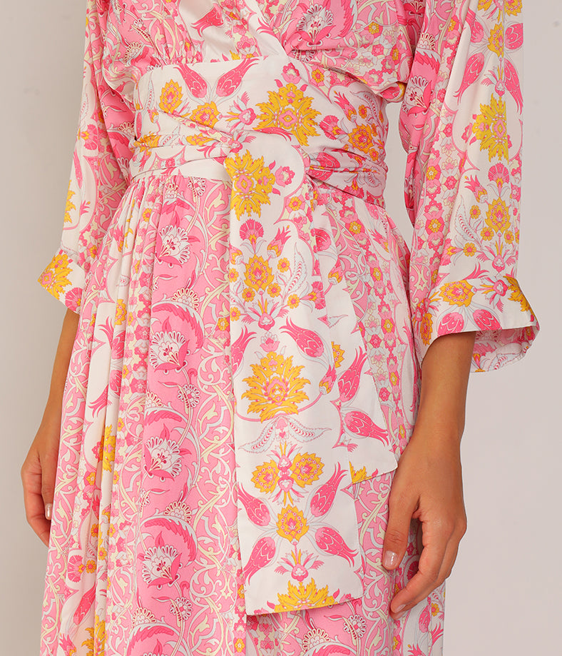 PINK IZNIK WRAP DRESS